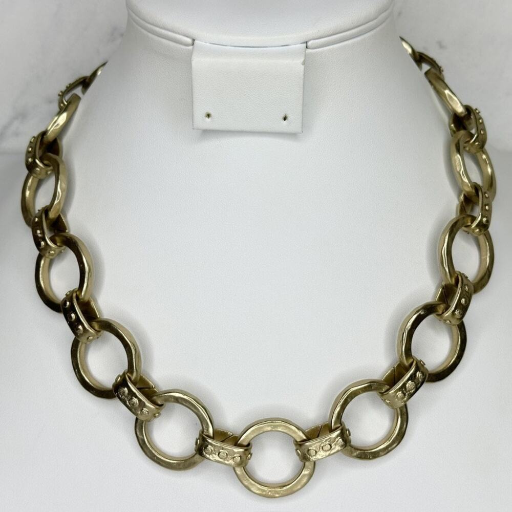 Chico's Chunky Gold Tone Circle Link Necklace 17.5-21.5in ✨